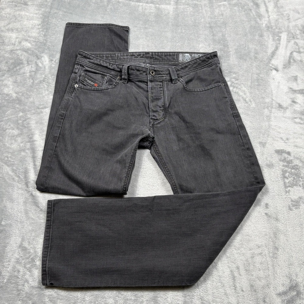Diesel Larkee Jeans Mens 34x31 Black Wash Regular Straight Denim RC88H Stretch